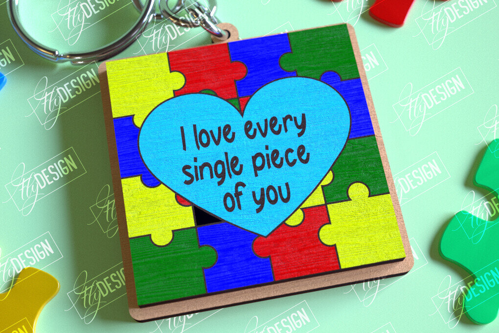 Intra απο ξύλο plywood 3mm-4mm πάχος Keychain Autism Awareness Δίασταση 6x6 cm INTRAFABR-114806103 - Image 6
