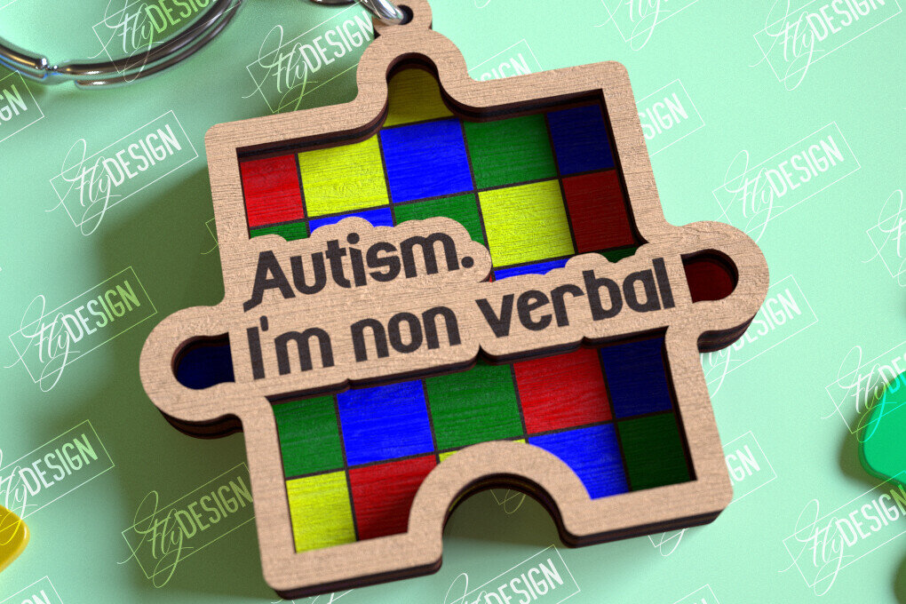 Intra απο ξύλο plywood 3mm-4mm πάχος Keychain Autism Awareness Δίασταση 6x6 cm INTRAFABR-114806103 - Image 7