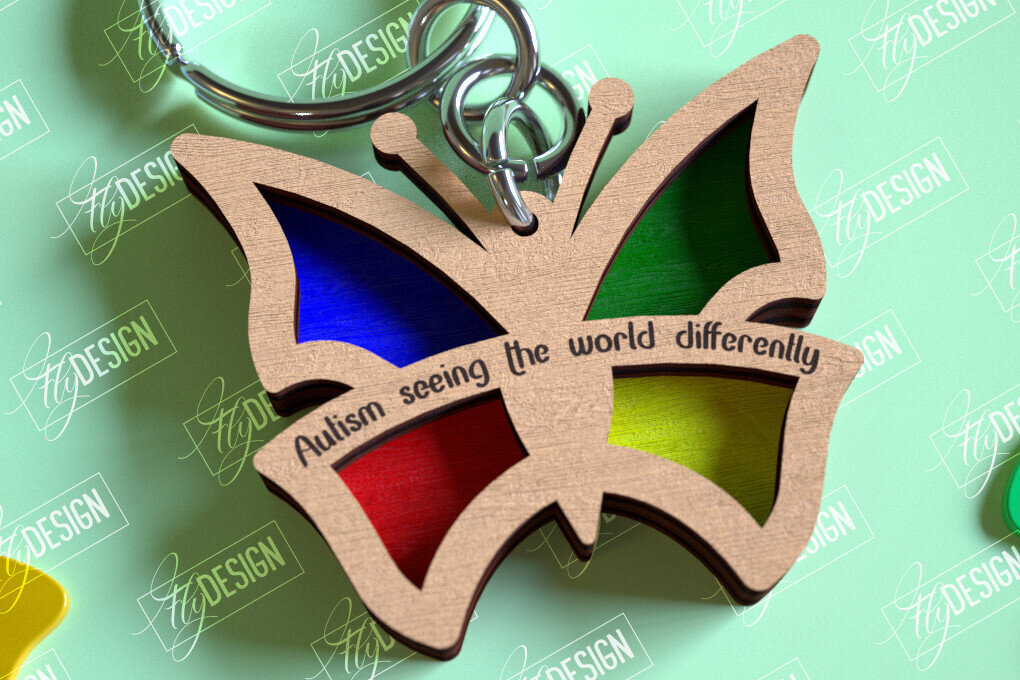 Intra απο ξύλο plywood 3mm-4mm πάχος Keychain Autism Awareness Δίασταση 6x6 cm INTRAFABR-114806103 - Image 8