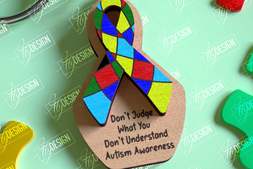 Intra απο ξύλο plywood 3mm-4mm πάχος Keychain Autism Awareness Δίασταση 6x6 cm INTRAFABR-114806103 - Image 9