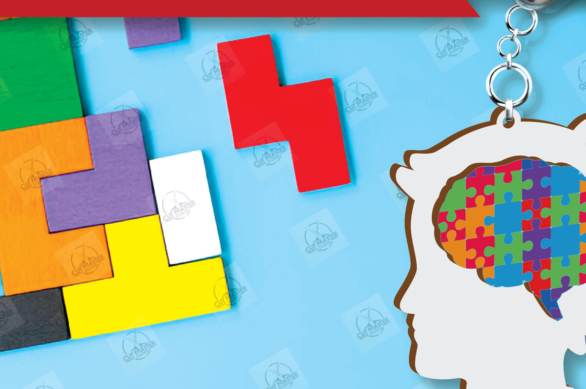 Intra απο ξύλο plywood 3mm-4mm πάχος Autism Awareness Keychain Δίασταση 6x6 cm INTRAFABR-116604209