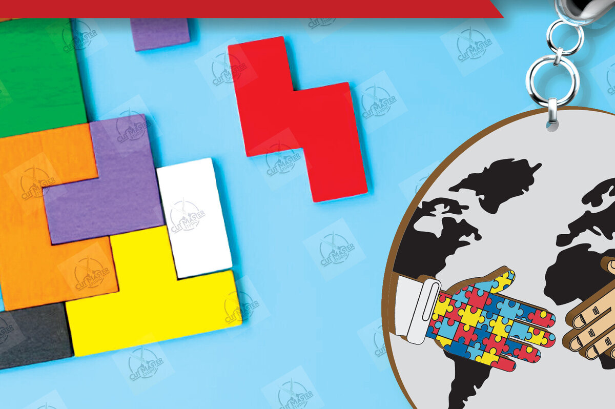 Intra απο ξύλο plywood 3mm-4mm πάχος Autism Awareness Keychain Δίασταση 6x6 cm INTRAFABR-116604276