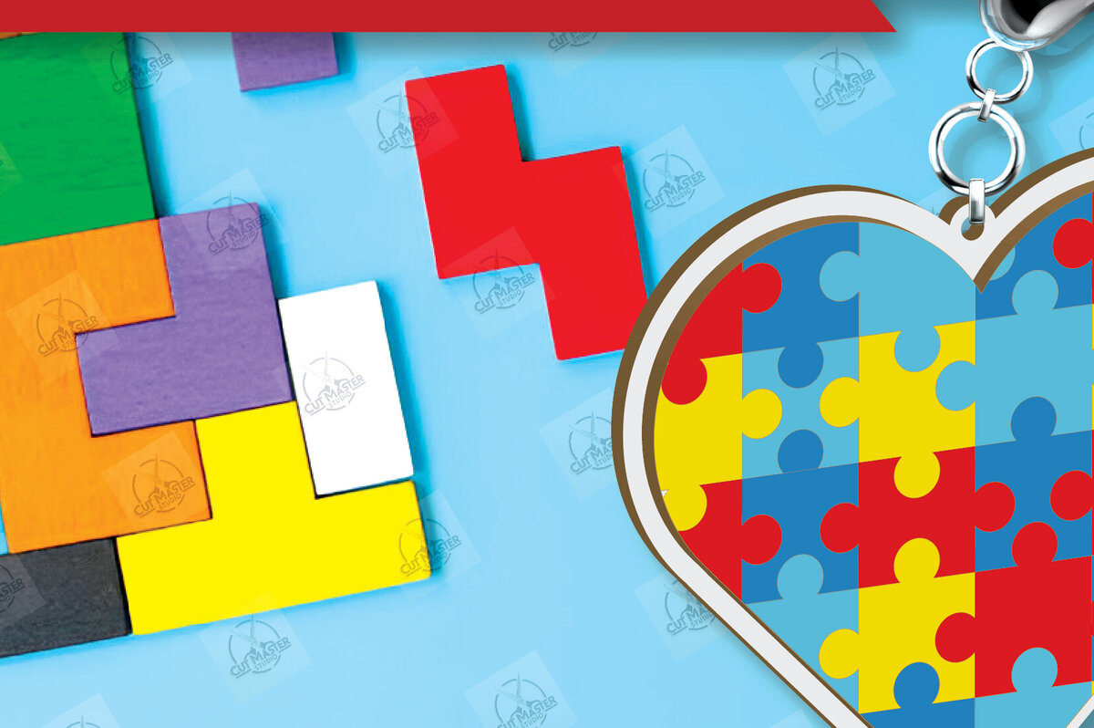 Intra απο ξύλο plywood 3mm-4mm πάχος Autism Awareness Keychain Δίασταση 6x6 cm INTRAFABR-116604307