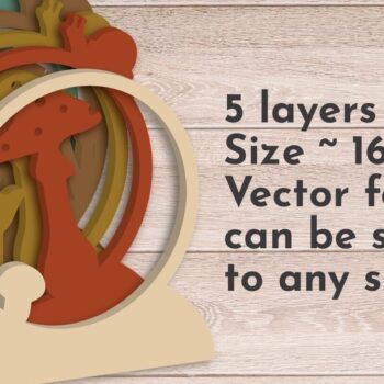 Intra απο ξύλο plywood 3mm-4mm πάχος Φθινοπωρινό 3D Layered Decor, Mushrooms  Δίασταση 30x20 cm INTRAFABR-79092572 - Image 2