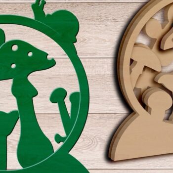 Intra απο ξύλο plywood 3mm-4mm πάχος Φθινοπωρινό 3D Layered Decor, Mushrooms  Δίασταση 30x20 cm INTRAFABR-79092572 - Image 3