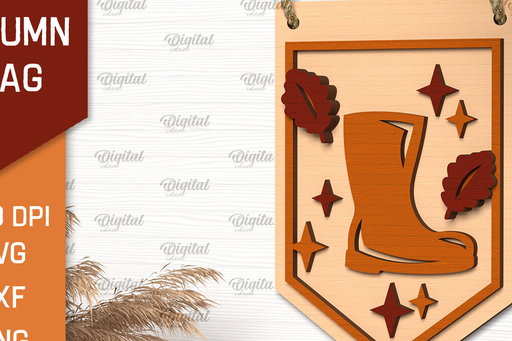 Intra απο ξύλο plywood 3mm-4mm πάχος Φθινοπωρινή διακόσμηση με λέιζερ. Φθινοπωρινή σημαία Δίασταση 30x20 cm INTRAFABR-102773193 - Image 1