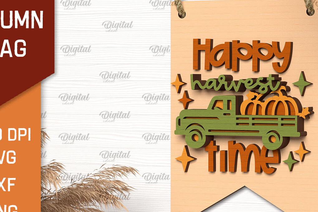Intra απο ξύλο plywood 3mm-4mm πάχος Φθινοπωρινή διακόσμηση με λέιζερ. Φθινοπωρινή σημαία Δίασταση 30x20 cm INTRAFABR-102773312 - Image 1