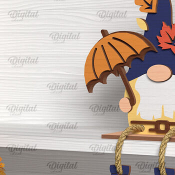 Intra απο ξύλο plywood 3mm-4mm πάχος Φθινοπωρινό Gnome  σχέδιο. Gnome Δίασταση 30x20 cm INTRAFABR-103508959 - Image 1