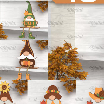 Intra απο ξύλο plywood 3mm-4mm πάχος κοπής με λέιζερ Autumn Gnomes Δίασταση 30x20 cm INTRAFABR-103514992 - Image 1