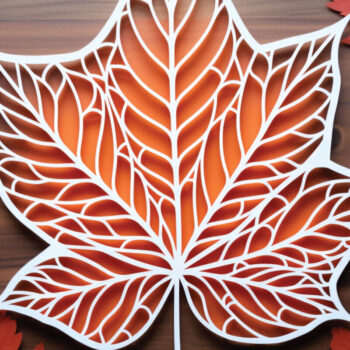 Intra απο ξύλο plywood 3mm-4mm πάχος Autumn Leaf Paper Cut File Δίασταση 15x15 cm INTRAFABR-86829356 - Image 1