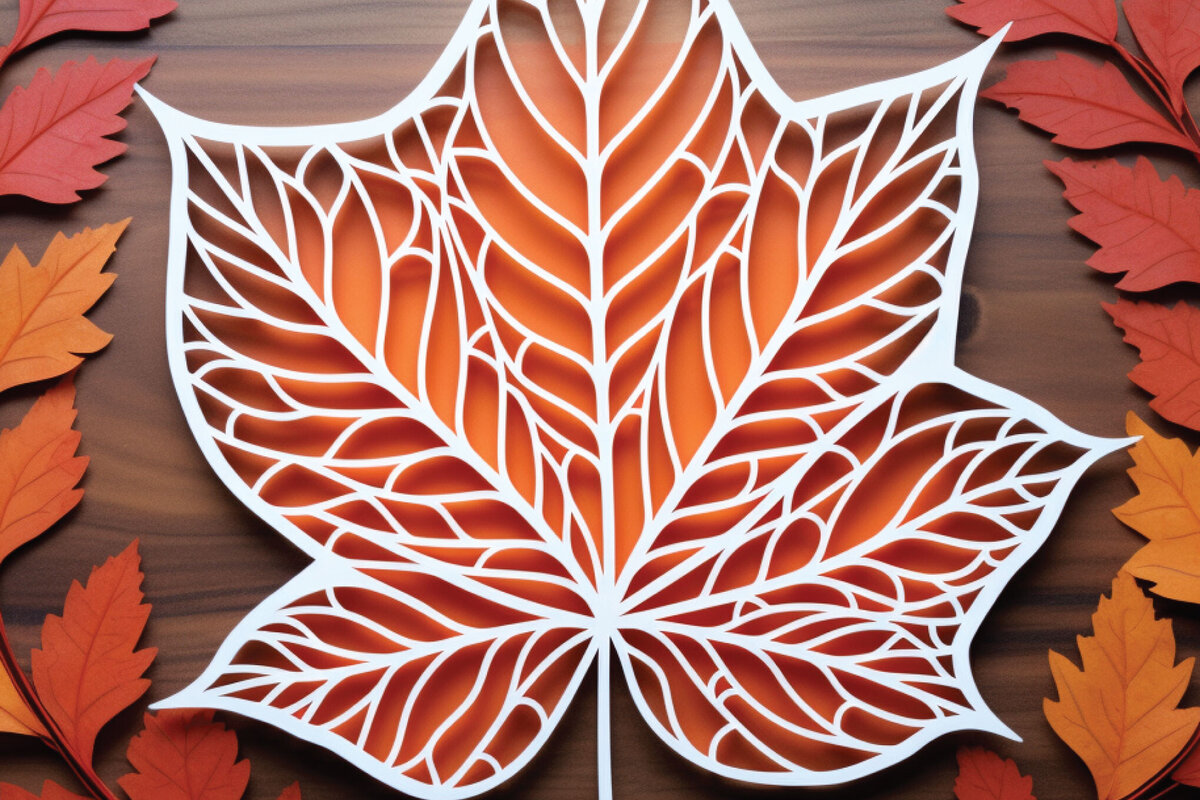 Intra απο ξύλο plywood 3mm-4mm πάχος Autumn Leaf Paper Cut File Δίασταση 15x15 cm INTRAFABR-86829356