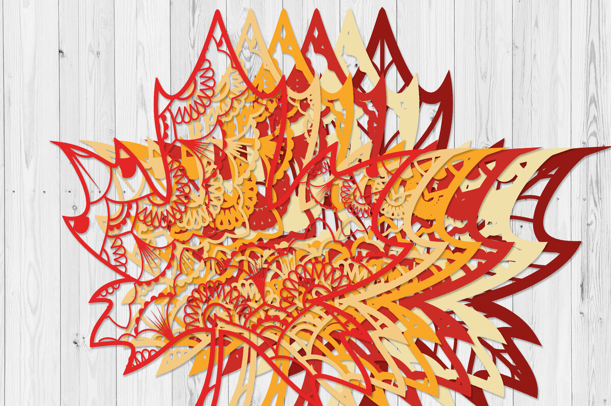 Intra απο ξύλο plywood 3mm-4mm πάχος Φθινοπωρινά Mandal Leaf Mandala Δίασταση 30x30 cm INTRAFABR-17172580 - Image 2