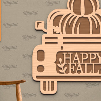 Intra απο ξύλο plywood 3mm-4mm πάχος Σχέδιο κοπής με λέιζερ τέχνης τοίχου φθινοπώρου Δίασταση 40x40 cm INTRAFABR-101754151 - Image 1