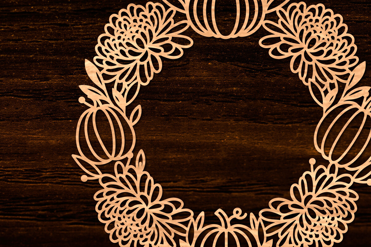 Intra απο ξύλο plywood 3mm-4mm πάχος Φθινοπωρινό στεφάνι με λέιζερ Δίασταση 15x15 cm INTRAFABR-105624629