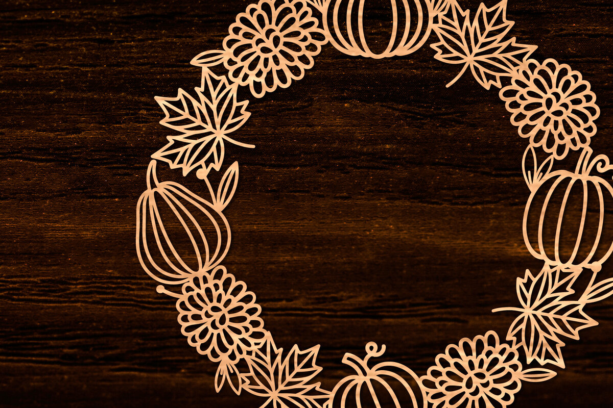 Intra απο ξύλο plywood 3mm-4mm πάχος Φθινοπωρινό στεφάνι με λέιζερ Δίασταση 15x15 cm INTRAFABR-105624649