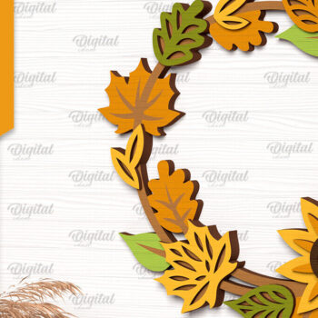 Intra απο ξύλο plywood 3mm-4mm πάχος Φθινοπωρινό στεφάνι με λέιζερ. Φθινοπωρινό στεφάνι Δίασταση 30x20 cm INTRAFABR-102964717 - Image 1