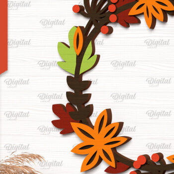 Intra απο ξύλο plywood 3mm-4mm πάχος Φθινοπωρινό στεφάνι με λέιζερ. Φθινοπωρινό στεφάνι Δίασταση 30x20 cm INTRAFABR-102964756 - Image 1