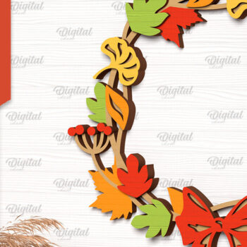 Intra απο ξύλο plywood 3mm-4mm πάχος Δέσμη κοπής με λέιζερ στεφάνια φθινοπώρου Δίασταση 30x20 cm INTRAFABR-102987445 - Image 5