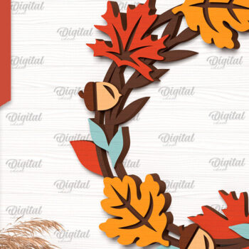 Intra απο ξύλο plywood 3mm-4mm πάχος Δέσμη κοπής με λέιζερ στεφάνια φθινοπώρου Δίασταση 30x20 cm INTRAFABR-102987445 - Image 7