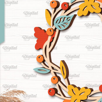 Intra απο ξύλο plywood 3mm-4mm πάχος Δέσμη κοπής με λέιζερ στεφάνια φθινοπώρου Δίασταση 30x20 cm INTRAFABR-102987445 - Image 8