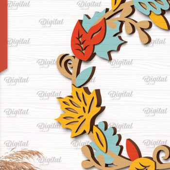 Intra απο ξύλο plywood 3mm-4mm πάχος Δέσμη κοπής με λέιζερ στεφάνια φθινοπώρου Δίασταση 30x20 cm INTRAFABR-102987445 - Image 10