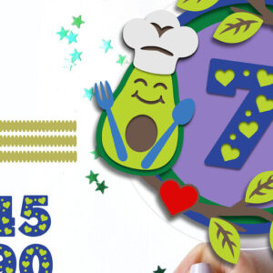 Intra απο ξύλο plywood 3mm-4mm πάχος Avocado Cake Topper 3D Δίασταση 15×15 cm INTRAFABR-117206721