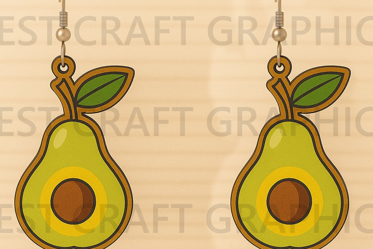 Intra απο ξύλο plywood 3mm-4mm πάχος Σκουλαρίκια Avocado Design Δίασταση 3x3 cm INTRAFABR-123671239 - Image 1