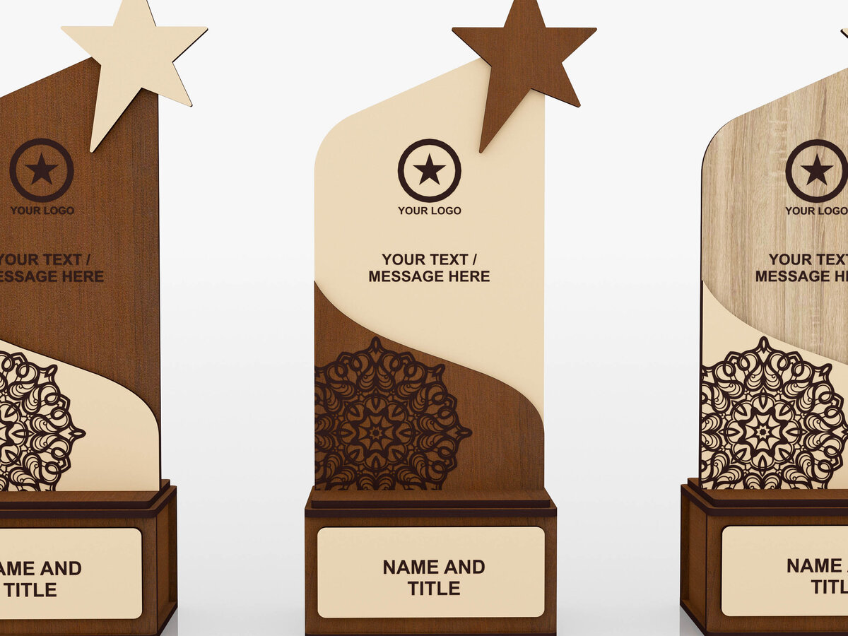 Intra απο ξύλο plywood 3mm-4mm πάχος Award Trophy , Wood Award Δίασταση 15x15 cm INTRAFABR-52603549 - Image 2
