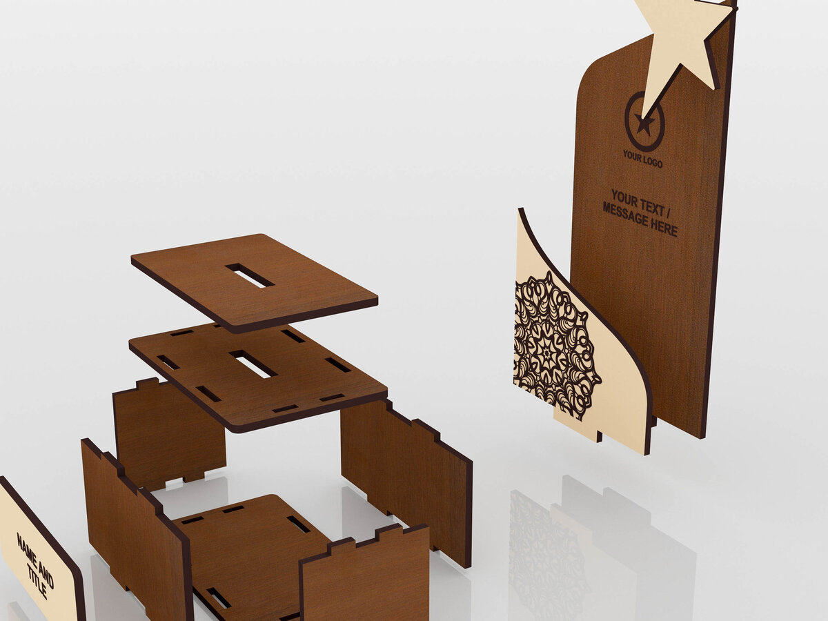 Intra απο ξύλο plywood 3mm-4mm πάχος Award Trophy , Wood Award Δίασταση 15x15 cm INTRAFABR-52603549 - Image 3