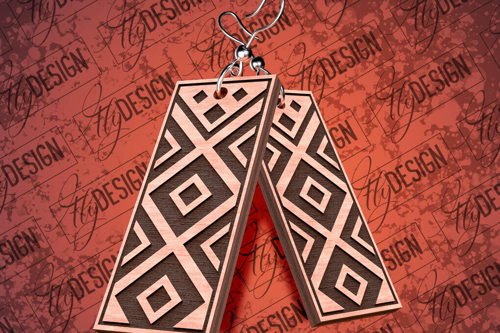 Intra απο ξύλο plywood 3mm-4mm πάχος Σκουλαρίκια Aztec Δίασταση 3x3 cm INTRAFABR-79292760