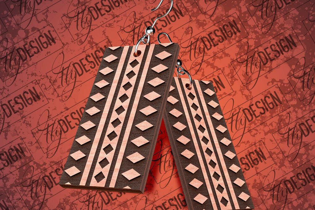 Intra απο ξύλο plywood 3mm-4mm πάχος Σκουλαρίκια Aztec Δίασταση 3x3 cm INTRAFABR-79292909