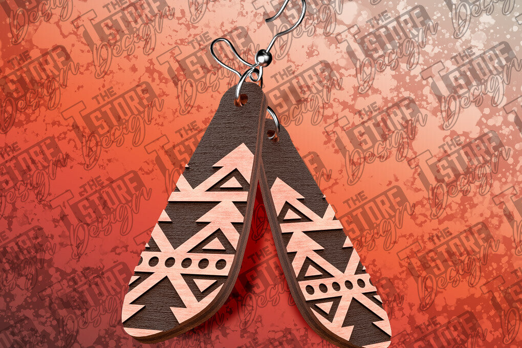 Intra απο ξύλο plywood 3mm-4mm πάχος Σκουλαρίκια Aztec Δίασταση 3x3 cm INTRAFABR-78991210