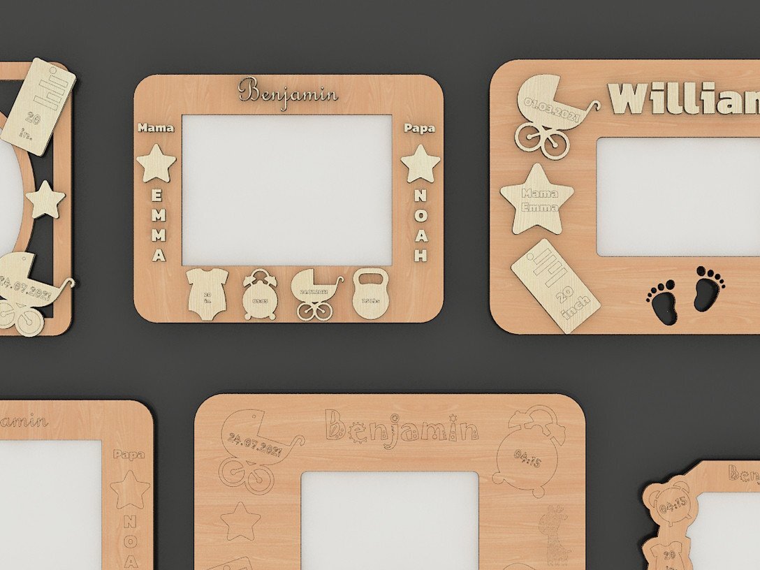 Intra απο ξύλο plywood 3mm-4mm πάχος Πλαίσιο λεπτομερειών γέννησης ανακοίνωσης μωρού Δίασταση 30x20 cm INTRAFABR-39426901