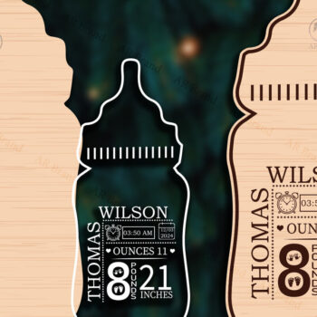 Intra απο ξύλο plywood 3mm-4mm πάχος Βρεφική Ανακοίνωση Στολίδι Δίασταση 8x8 cm INTRAFABR-88987724 - Image 2