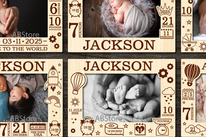 Intra απο ξύλο plywood 3mm-4mm πάχος Βρεφική Ανακοίνωση Κορνίζα Φωτογραφιών Κοπή  Δίασταση 20x30 cm INTRAFABR-115529647