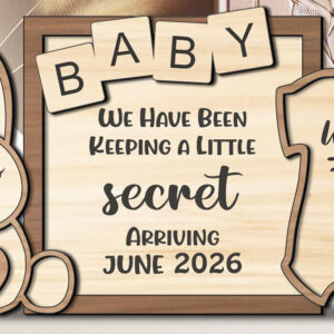 Intra απο ξύλο plywood 3mm-4mm πάχος Ανακοίνωση για το μωρό Surprise Sign Bunny Δίασταση 20x30 cm INTRAFABR-120580241