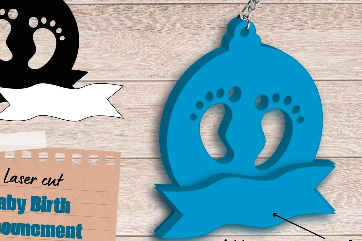 Intra απο ξύλο plywood 3mm-4mm πάχος Ανακοίνωση γέννησης Μπρελόκ, Δίασταση 3x3 cm INTRAFABR-83304054