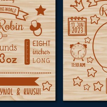 Intra απο ξύλο plywood 3mm-4mm πάχος προτύπων αναγγελίας γέννησης μωρού Δίασταση 40x40 cm INTRAFABR-77521424 - Image 1