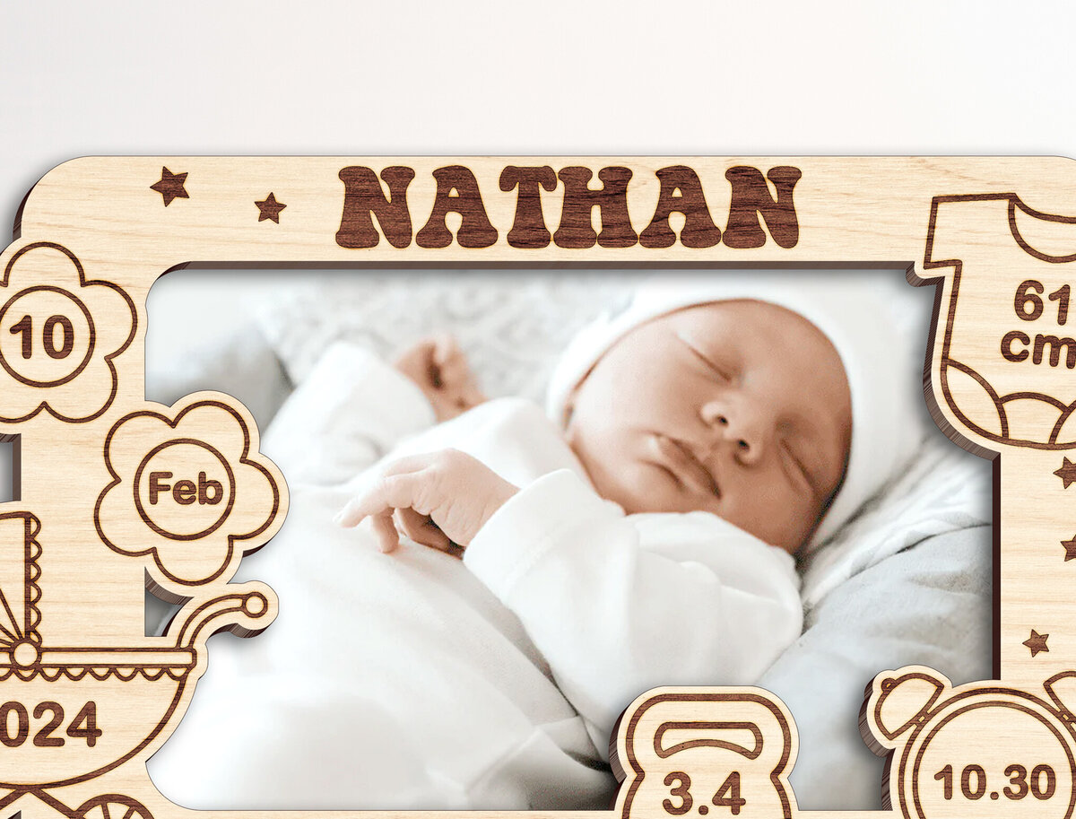 Intra απο ξύλο plywood 3mm-4mm πάχος Κορνίζα γέννησης μωρού Δίασταση 20x30 cm INTRAFABR-102981520