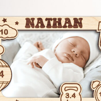 Intra απο ξύλο plywood 3mm-4mm πάχος Κορνίζα γέννησης μωρού Δίασταση 20x30 cm INTRAFABR-102981410 - Image 1