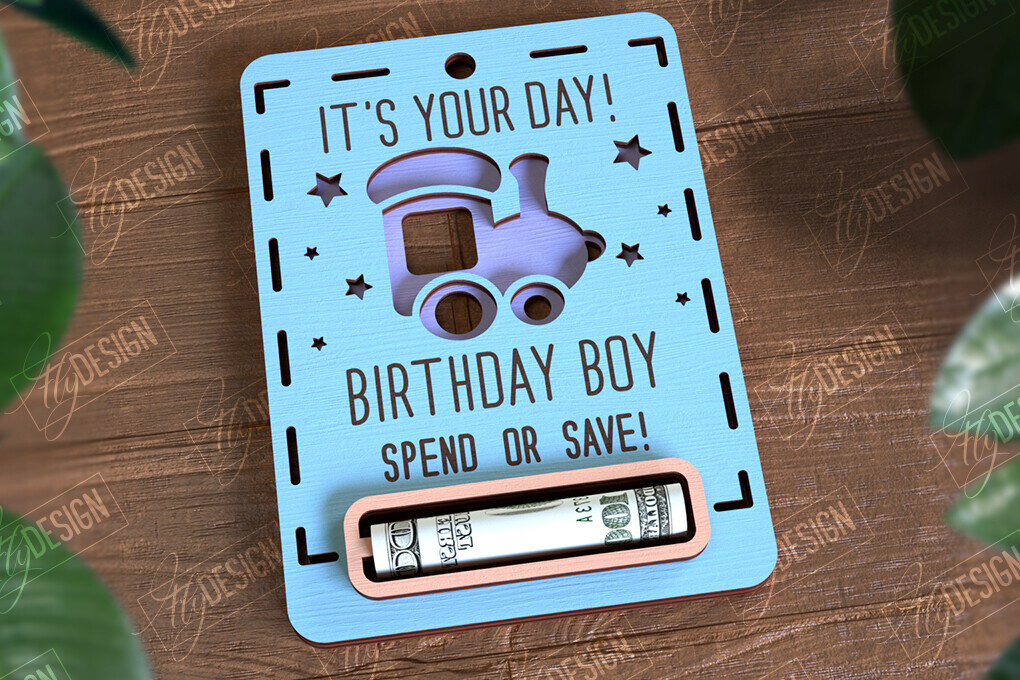 Intra απο ξύλο plywood 3mm-4mm πάχος Baby Boy Money Card | Ευχετήρια κάρτα |CNC Δίασταση 10x20 cm INTRAFABR-97155243 - Image 1