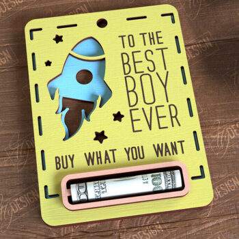 Intra απο ξύλο plywood 3mm-4mm πάχος Baby Boy Money Card | Ευχετήρια κάρτα |CNC Δίασταση 10x20 cm INTRAFABR-97155208 - Image 1