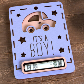 Intra απο ξύλο plywood 3mm-4mm πάχος Baby Boy Money Card | Ευχετήρια κάρτα |CNC Δίασταση 10x20 cm INTRAFABR-97155228 - Image 1