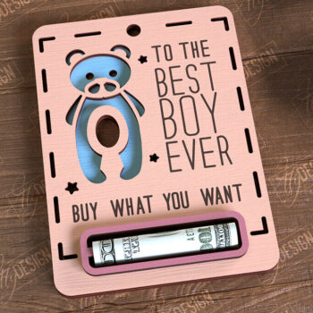 Intra απο ξύλο plywood 3mm-4mm πάχος Baby Boy Money Card | Ευχετήρια κάρτα |CNC Δίασταση 10x20 cm INTRAFABR-97155239 - Image 1