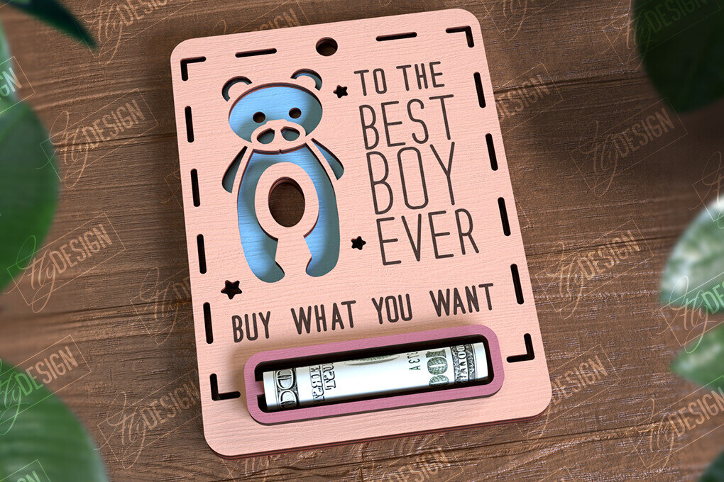 Intra απο ξύλο plywood 3mm-4mm πάχος Baby Boy Money Card | Ευχετήρια κάρτα |CNC Δίασταση 10×20 cm INTRAFABR-97155239