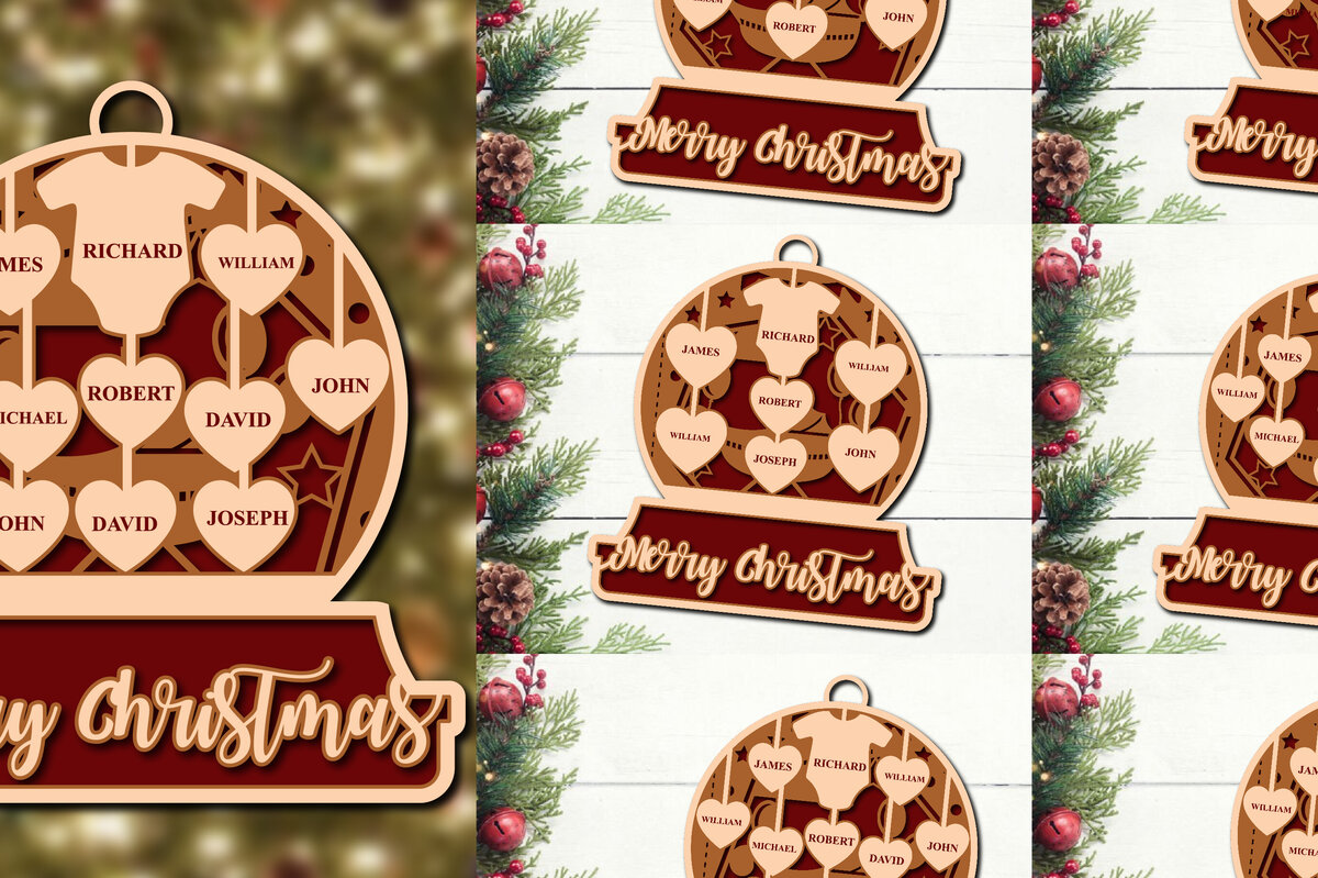 Intra απο ξύλο plywood 3mm-4mm πάχος Χριστουγεννιάτικα Οικογενειακά Στολίδια μωρού Δίασταση 8x8 cm INTRAFABR-80710307