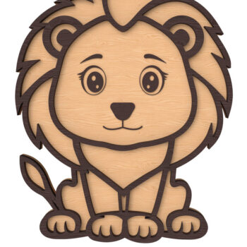 Intra απο ξύλο plywood 3mm-4mm πάχος κοπής με λέιζερ Baby Cute Lion Δίασταση 30x20 cm INTRAFABR-116648348 - Image 1