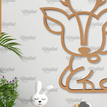 Intra απο ξύλο plywood 3mm-4mm πάχος Διακόσμηση τοίχου Baby Deer Cut  Δίασταση 30x20 cm INTRAFABR-102463766 - Image 1