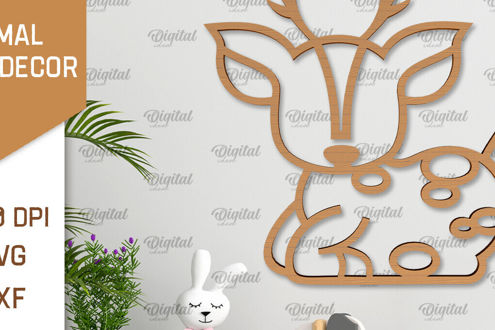 Intra απο ξύλο plywood 3mm-4mm πάχος Διακόσμηση τοίχου Baby Deer Cut  Δίασταση 30x20 cm INTRAFABR-102463766 - Image 1