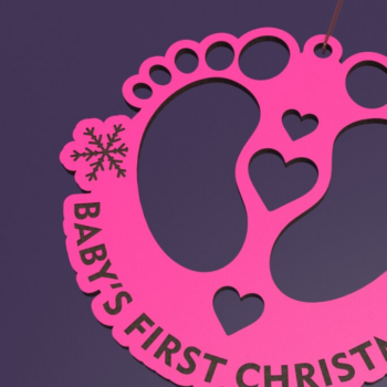 Intra απο ξύλο plywood 3mm-4mm πάχος Πρώτο χριστουγεννιάτικο στολίδι μωρού με λέιζερ Δίασταση 8x8 cm INTRAFABR-80191491 - Image 1